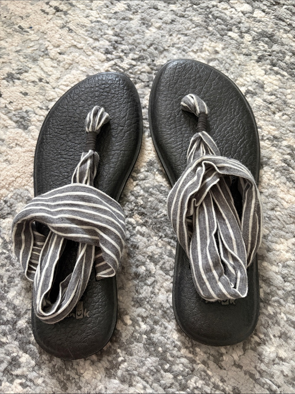 Sanuk Gray Striped Wrap-Toe Sandals
